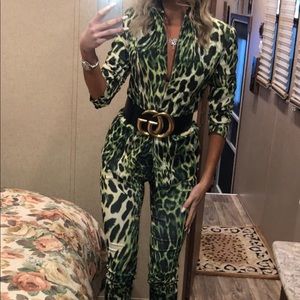 Green leopard suit